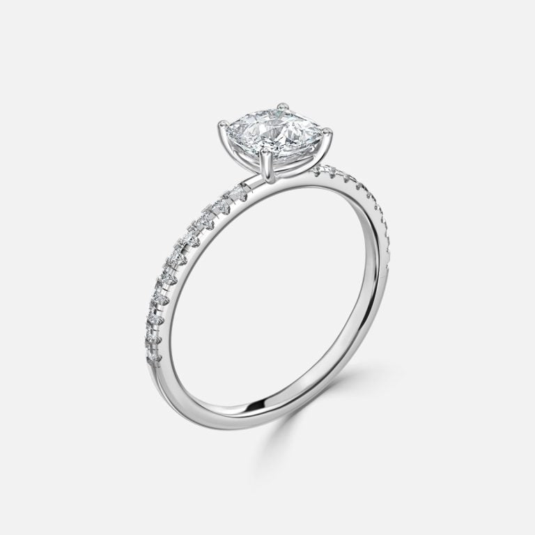 Yati Cushion Diamond Band Moissanite Engagement Ring