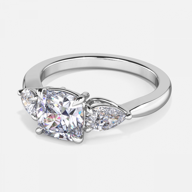 Tierney Cushion Three Stone Moissanite Engagement Ring