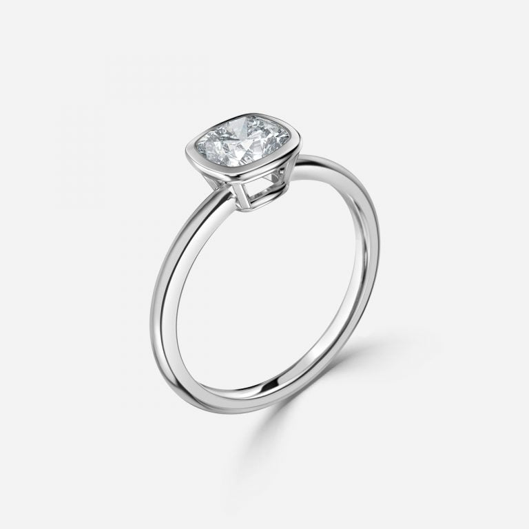 Alina Cushion Bezel Moissanite Engagement Ring