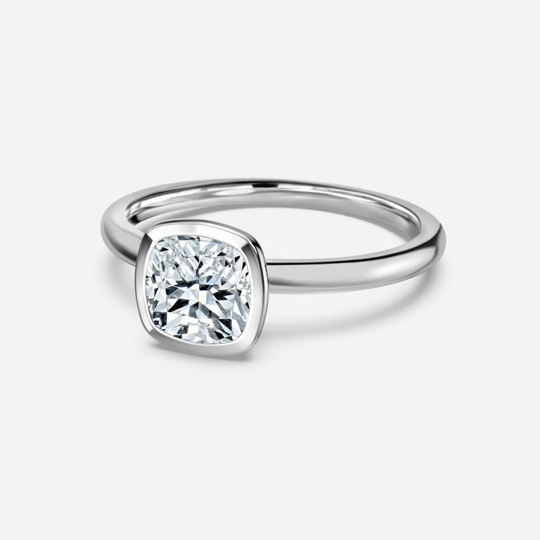 Alina Cushion Bezel Moissanite Engagement Ring