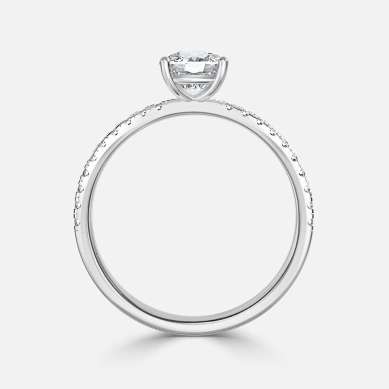 Yati Cushion Diamond Band Moissanite Engagement Ring