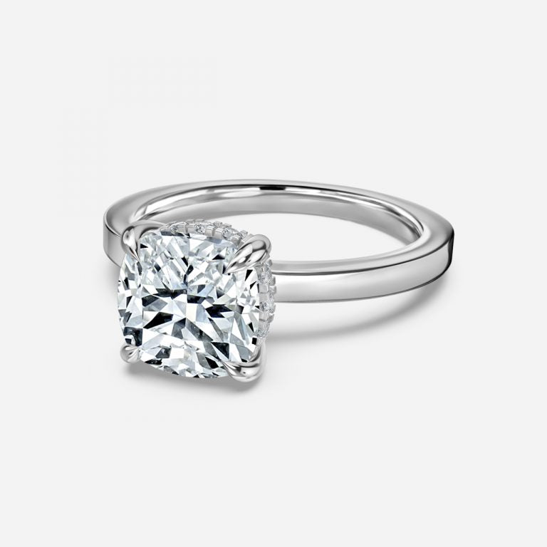 Edeline Cushion Hidden Halo Moissanite Engagement Ring