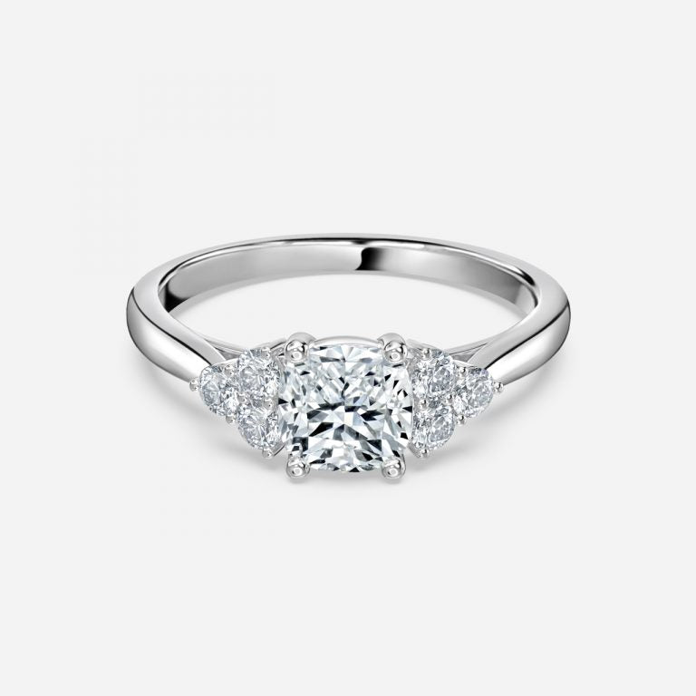 Aviva Cushion Cluster Moissanite Engagement Ring