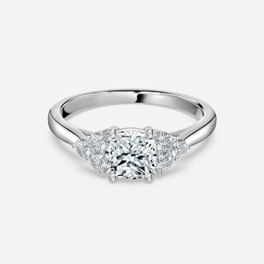 Aviva Cushion Cluster Moissanite Engagement Ring