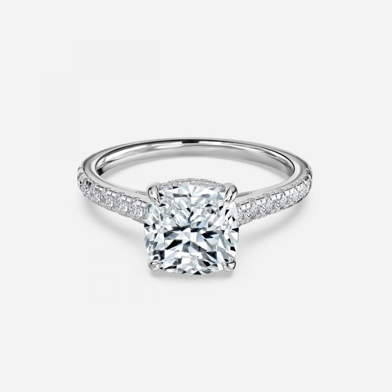 Zanna Cushion Hidden Halo Moissanite Engagement Ring