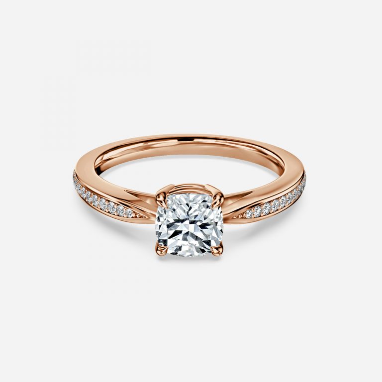 Isolde Cushion Diamond Band Moissanite Engagement Ring