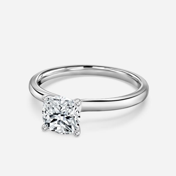 Alouette Cushion Solitaire Moissanite Engagement Ring