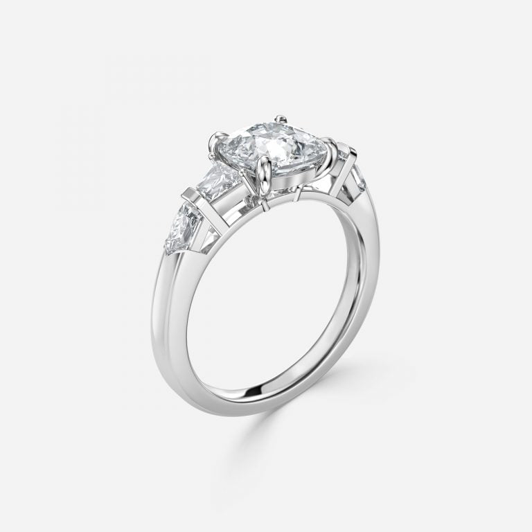 Maida Cushion Three Stone Moissanite Engagement Ring