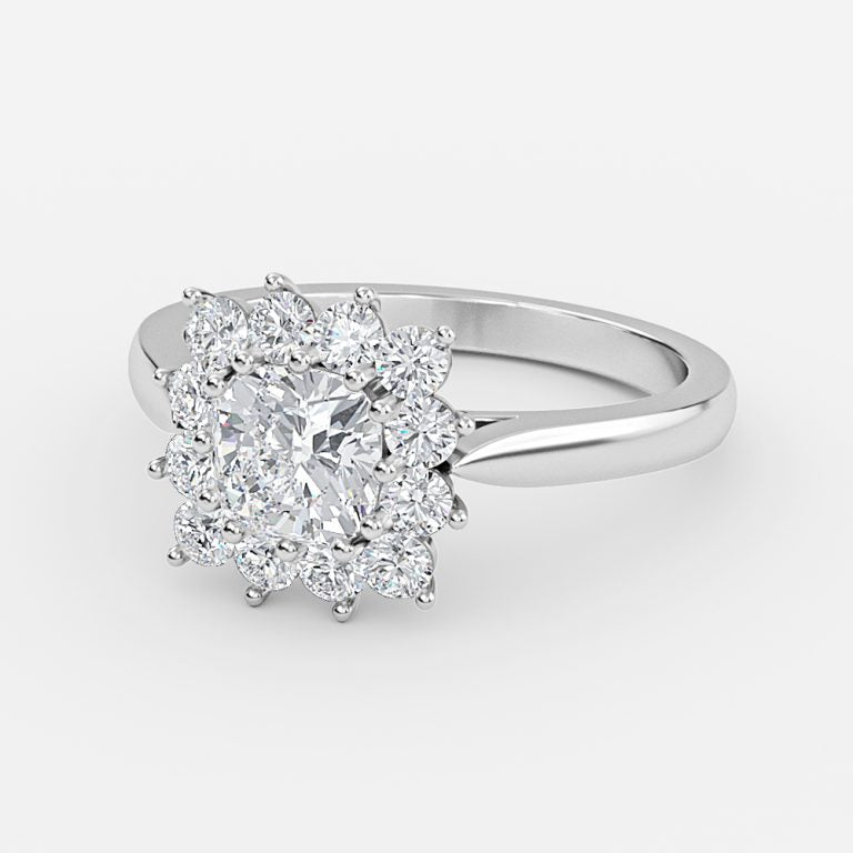 Vesper Cushion Cluster Moissanite Engagement Ring