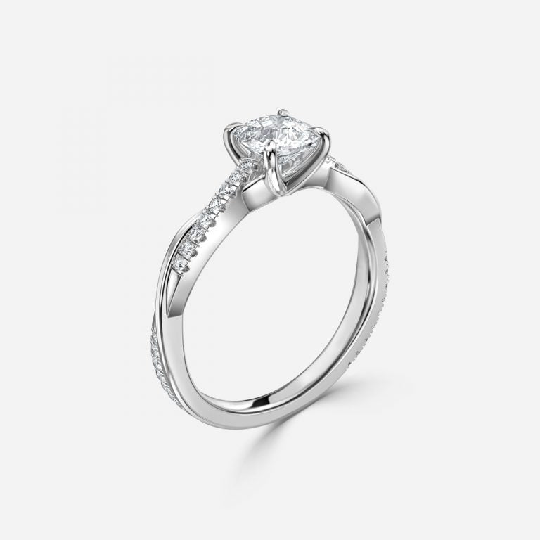 Tatiana Cushion Diamond Band Moissanite Engagement Ring