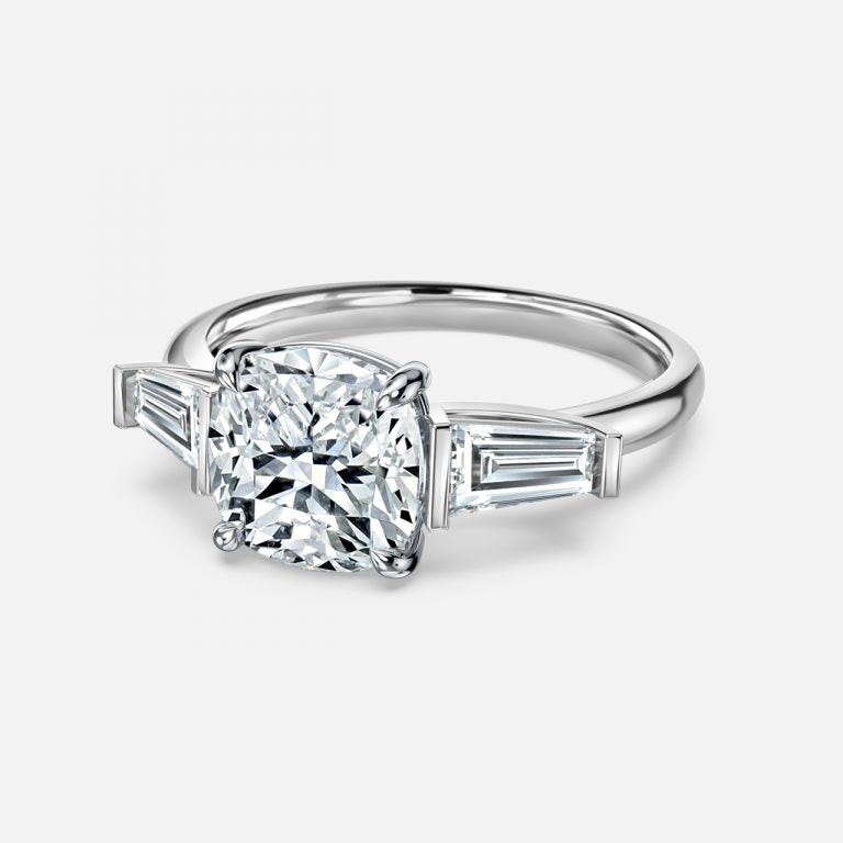 Jara Cushion Three Stone Moissanite Engagement Ring