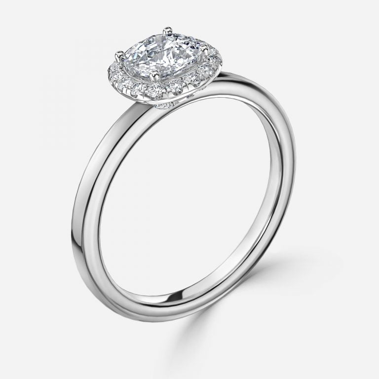 Katya Cushion Halo Moissanite Engagement Ring