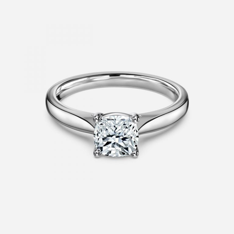 Simone Plain Cushion Solitaire Moissanite Engagement Ring