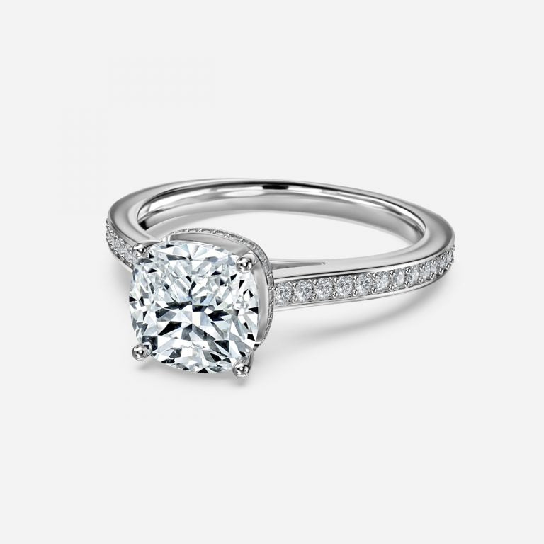 Inez Cushion Hidden Halo Moissanite Engagement Ring