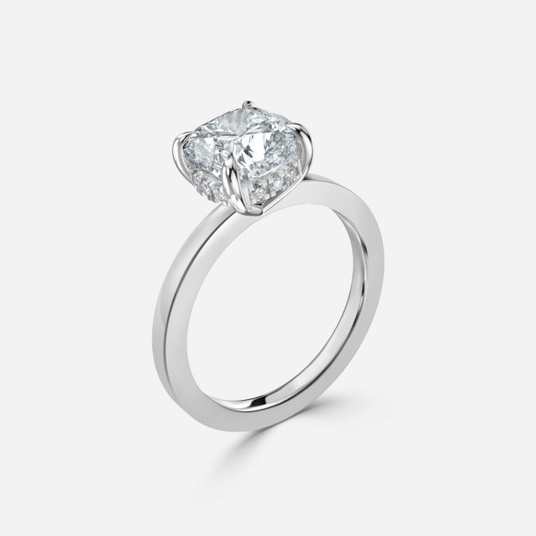 Edeline Cushion Hidden Halo Moissanite Engagement Ring