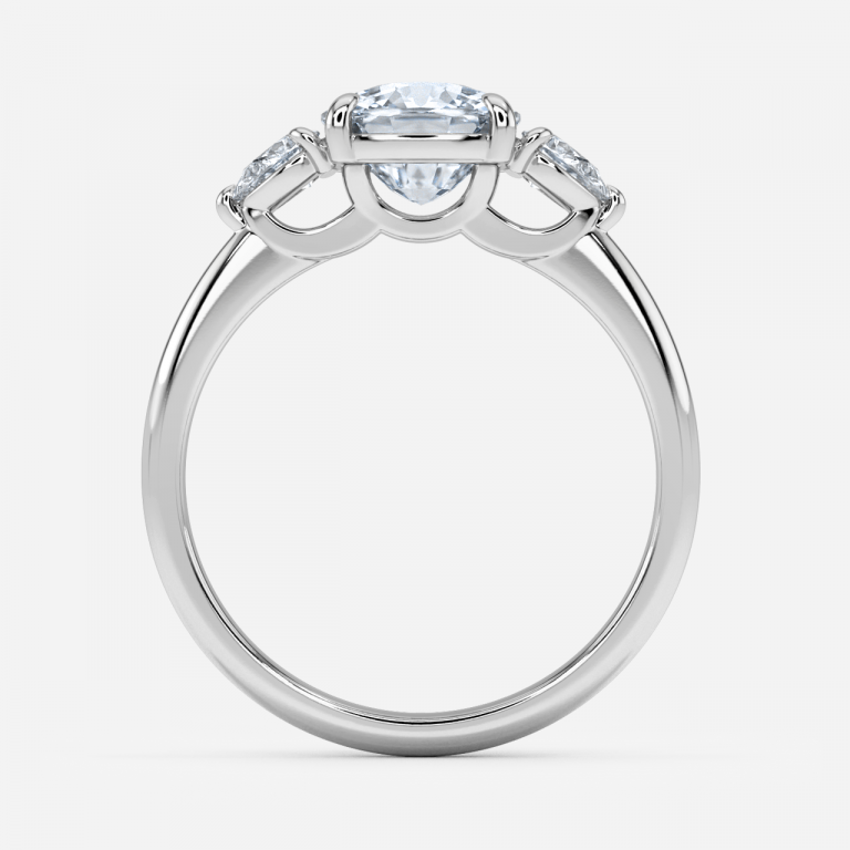 Verity Cushion Three Stone Moissanite Engagement Ring