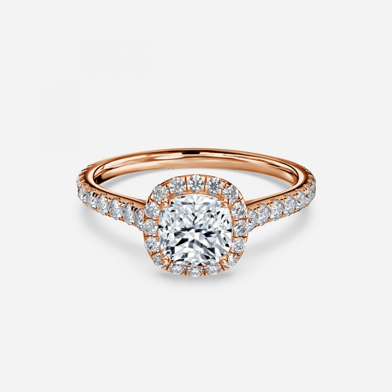 Joliette Cushion Halo Moissanite Engagement Ring