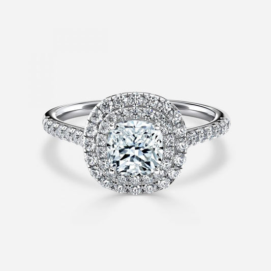 Linnea Cushion Halo Moissanite Engagement Ring