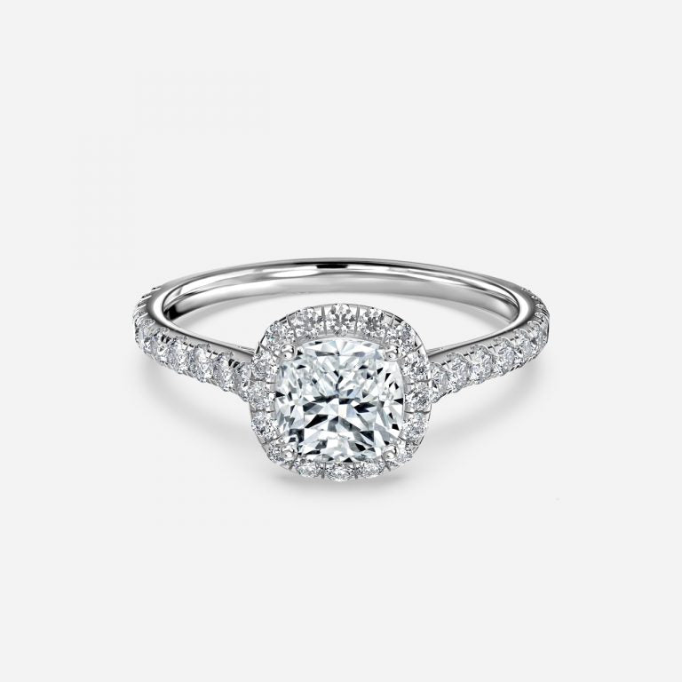 Joliette Cushion Halo Moissanite Engagement Ring