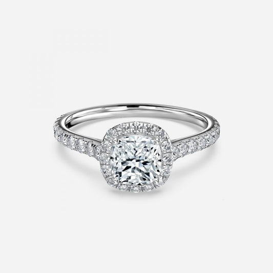 Joliette Cushion Halo Moissanite Engagement Ring