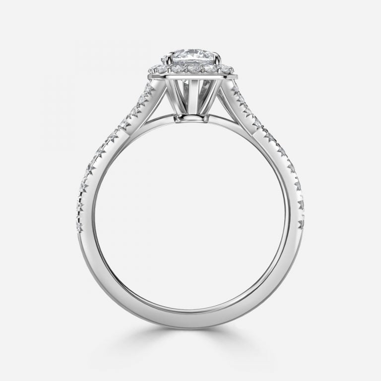 Dove Cushion Halo Moissanite Engagement Ring