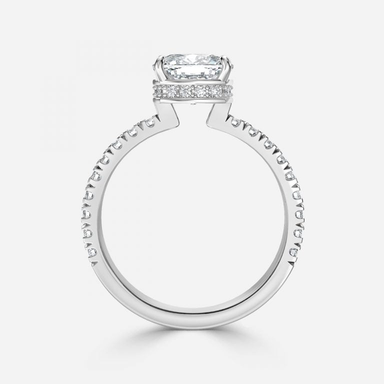 Leandra Cushion Hidden Halo Moissanite Engagement Ring