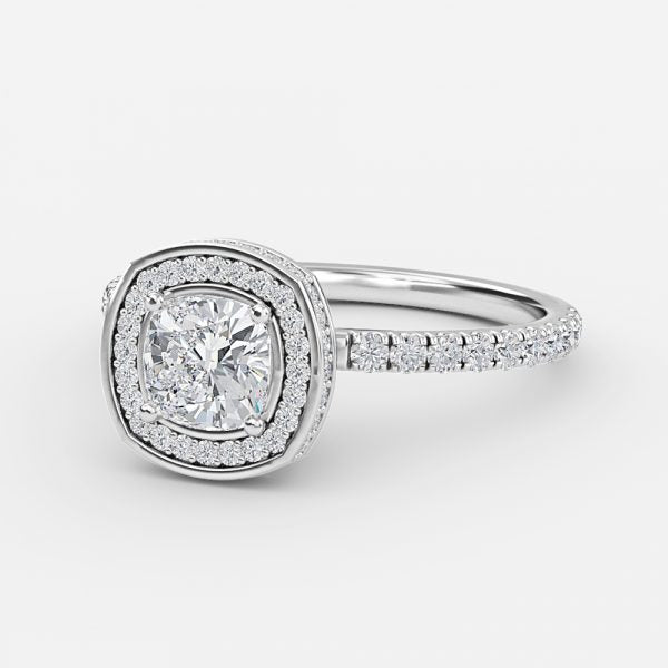 Kassia Cushion Halo Moissanite Engagement Ring