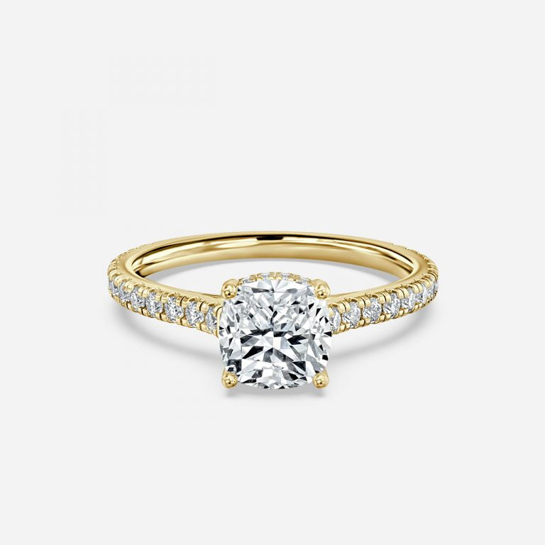 Tamsin Cushion Hidden Halo Moissanite Engagement Ring