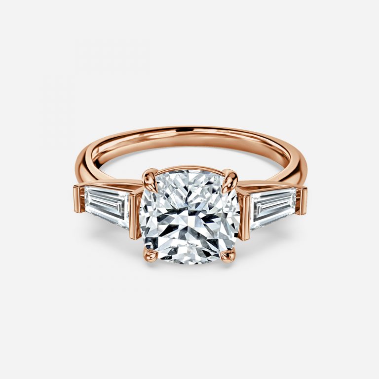 Jara Cushion Three Stone Moissanite Engagement Ring