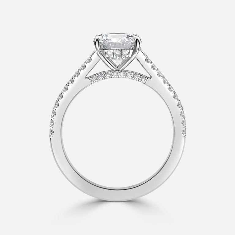 Yvette Cushion Hidden Halo Moissanite Engagement Ring