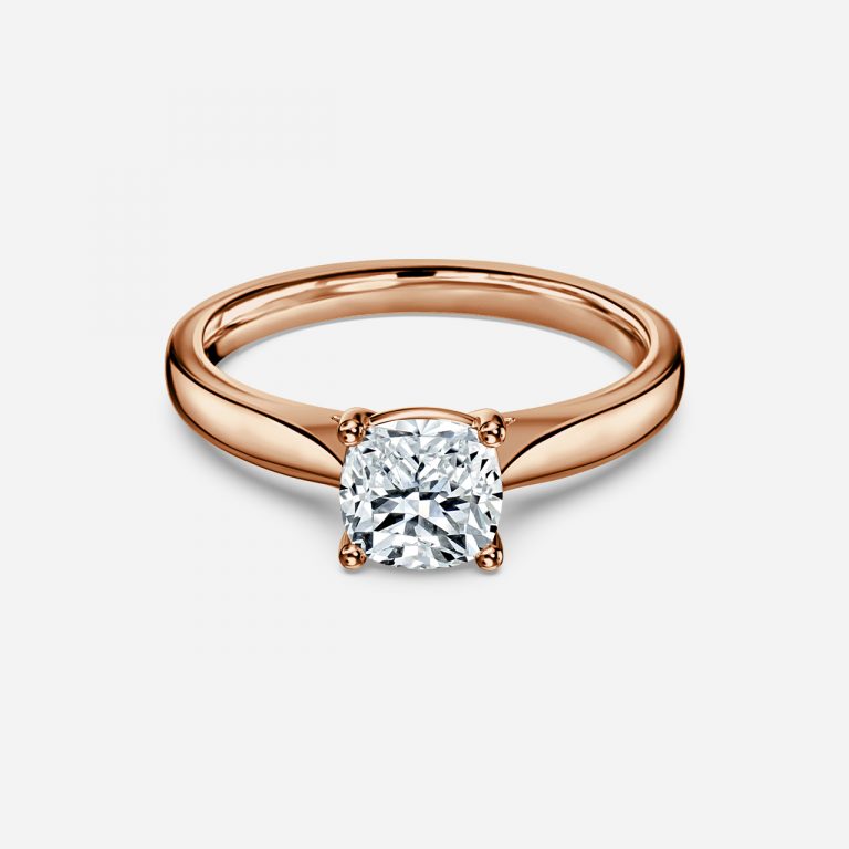 Simone Plain Cushion Solitaire Moissanite Engagement Ring