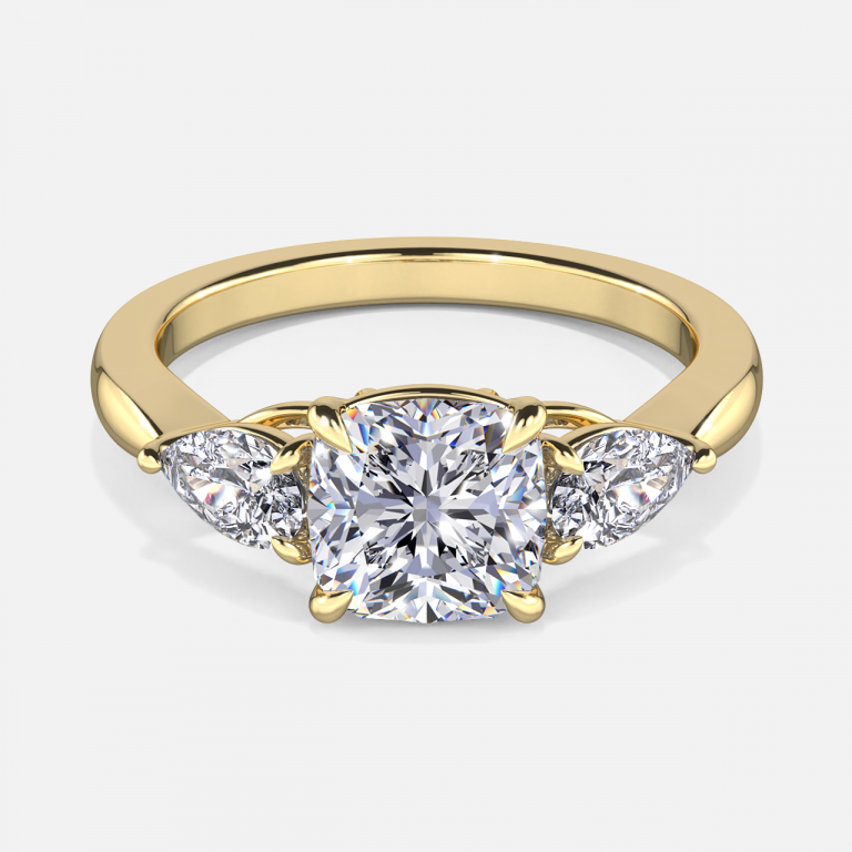 Tierney Cushion Three Stone Moissanite Engagement Ring