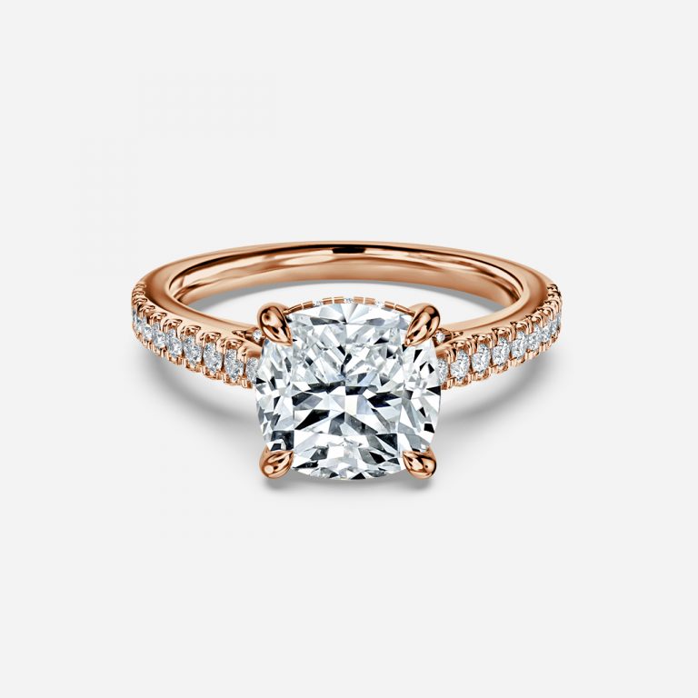 Yvette Cushion Hidden Halo Moissanite Engagement Ring