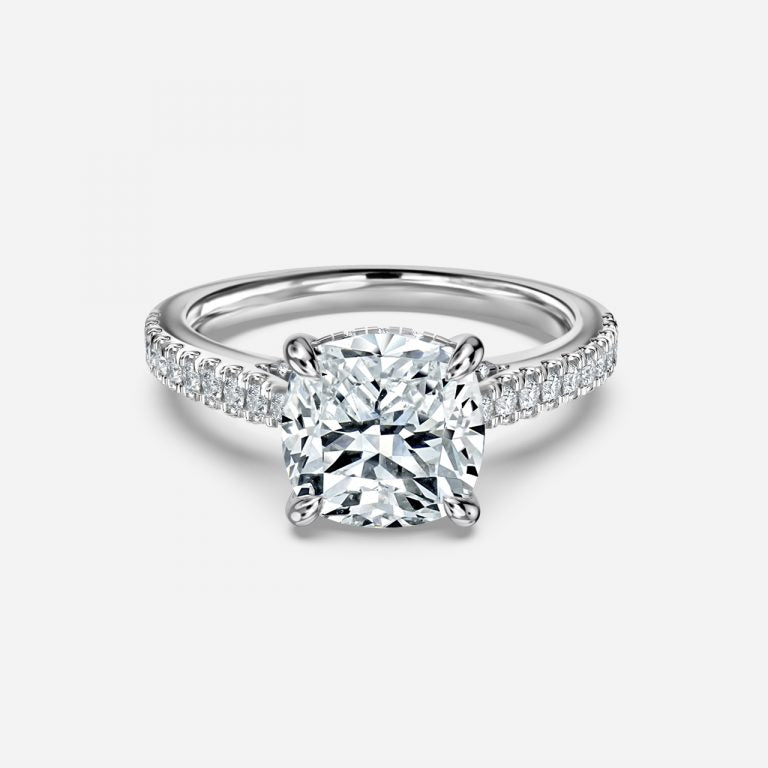 Yvette Cushion Hidden Halo Moissanite Engagement Ring