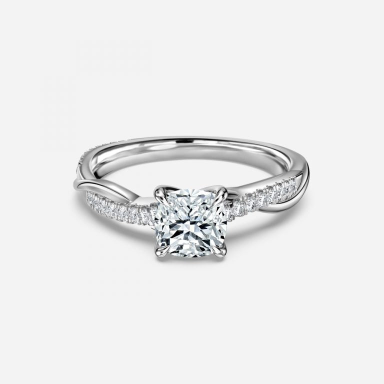 Tatiana Cushion Diamond Band Moissanite Engagement Ring