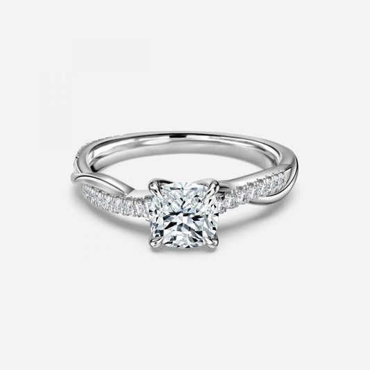 Tatiana Cushion Diamond Band Moissanite Engagement Ring