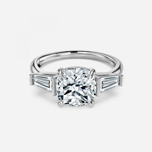 Jara Cushion Three Stone Moissanite Engagement Ring