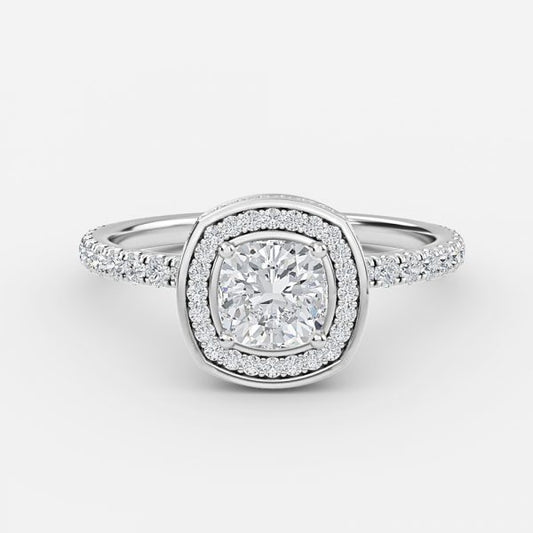 Kassia Cushion Halo Moissanite Engagement Ring