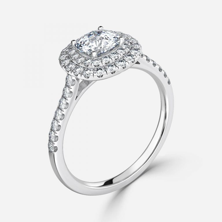 Linnea Cushion Halo Moissanite Engagement Ring