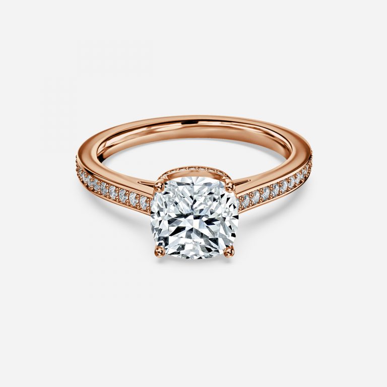 Inez Cushion Hidden Halo Moissanite Engagement Ring