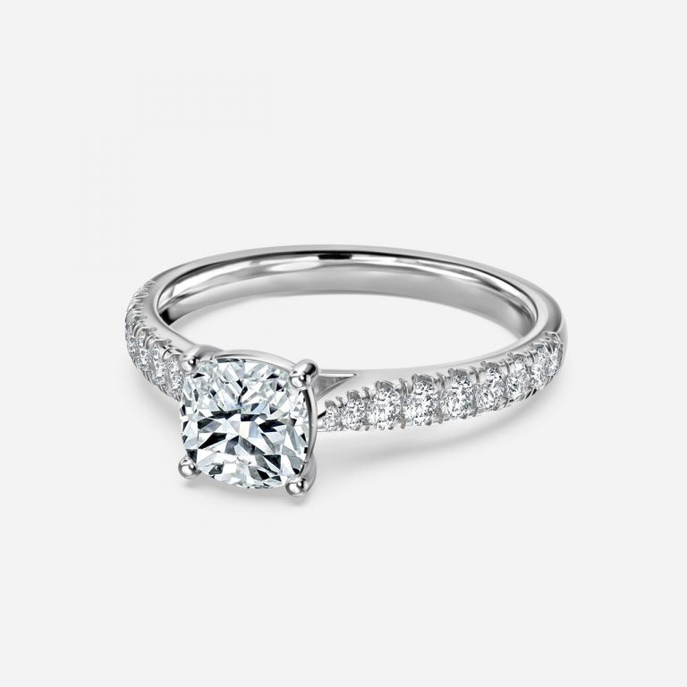 Bellamy Cushion Diamond Band Moissanite Engagement Ring