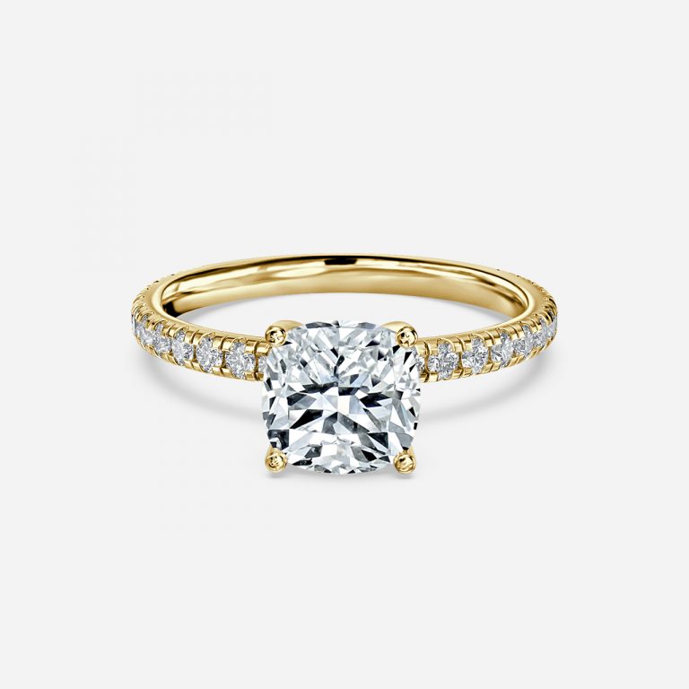 Rosalba Cushion Diamond Band Moissanite Engagement Ring