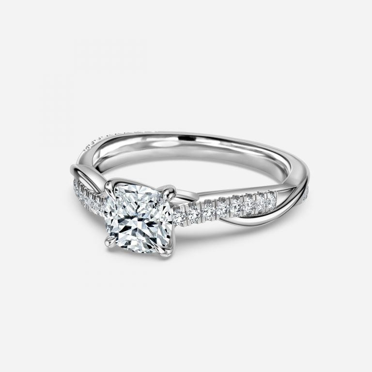 Tatiana Cushion Diamond Band Moissanite Engagement Ring