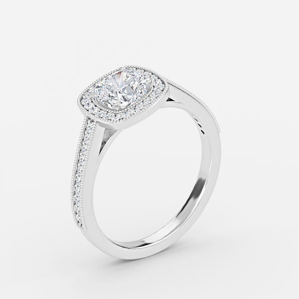 Haven Cushion Halo Moissanite Engagement Ring