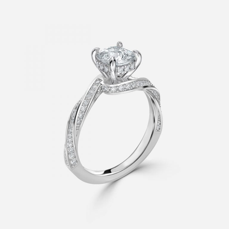 Weston Cushion Hidden Halo Moissanite Engagement Ring