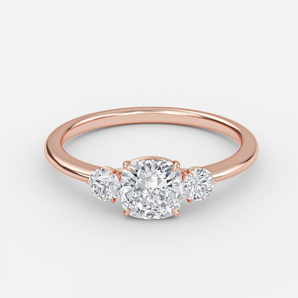 Kaori Cushion Three Stone Moissanite Engagement Ring