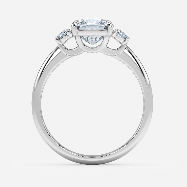 Saskia Cushion Three Stone Moissanite Engagement Ring