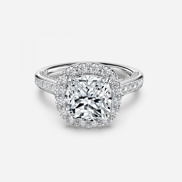 Clementine Cushion Halo Moissanite Engagement Ring