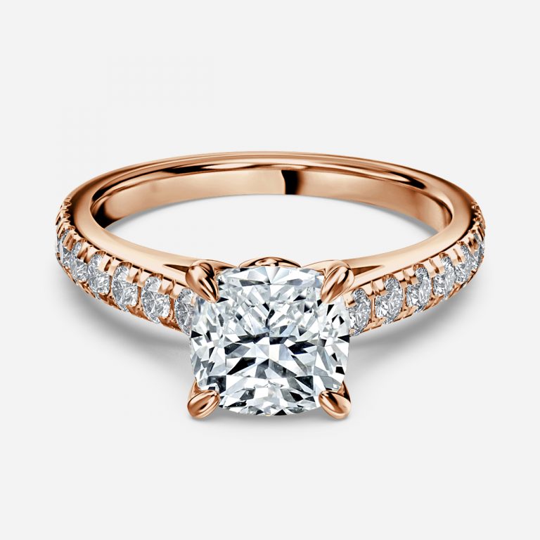 Aveline Cushion Diamond Band Moissanite Engagement Ring