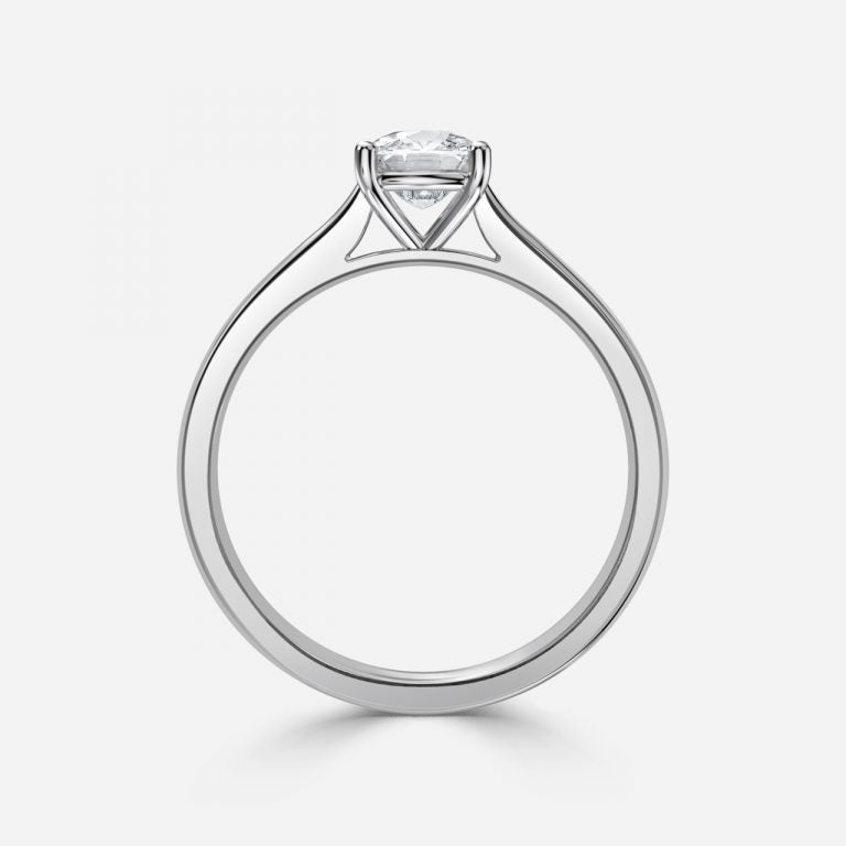 Simone Plain Cushion Solitaire Moissanite Engagement Ring